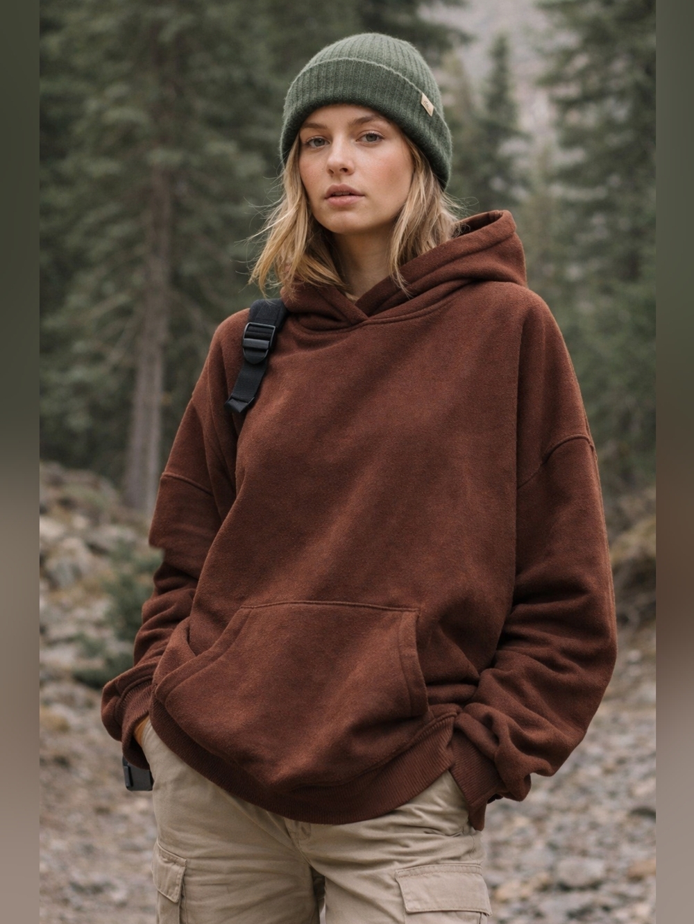 ANRABESS Oversized Hoodie Brown Cozy Fleece Pullover Sweatshirt Women’s Large - Picture 3 of 6